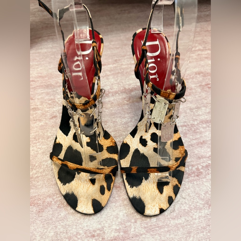 RARE - Dior Animal Print, Dog Tag Charms Heels - Picture 7 of 11